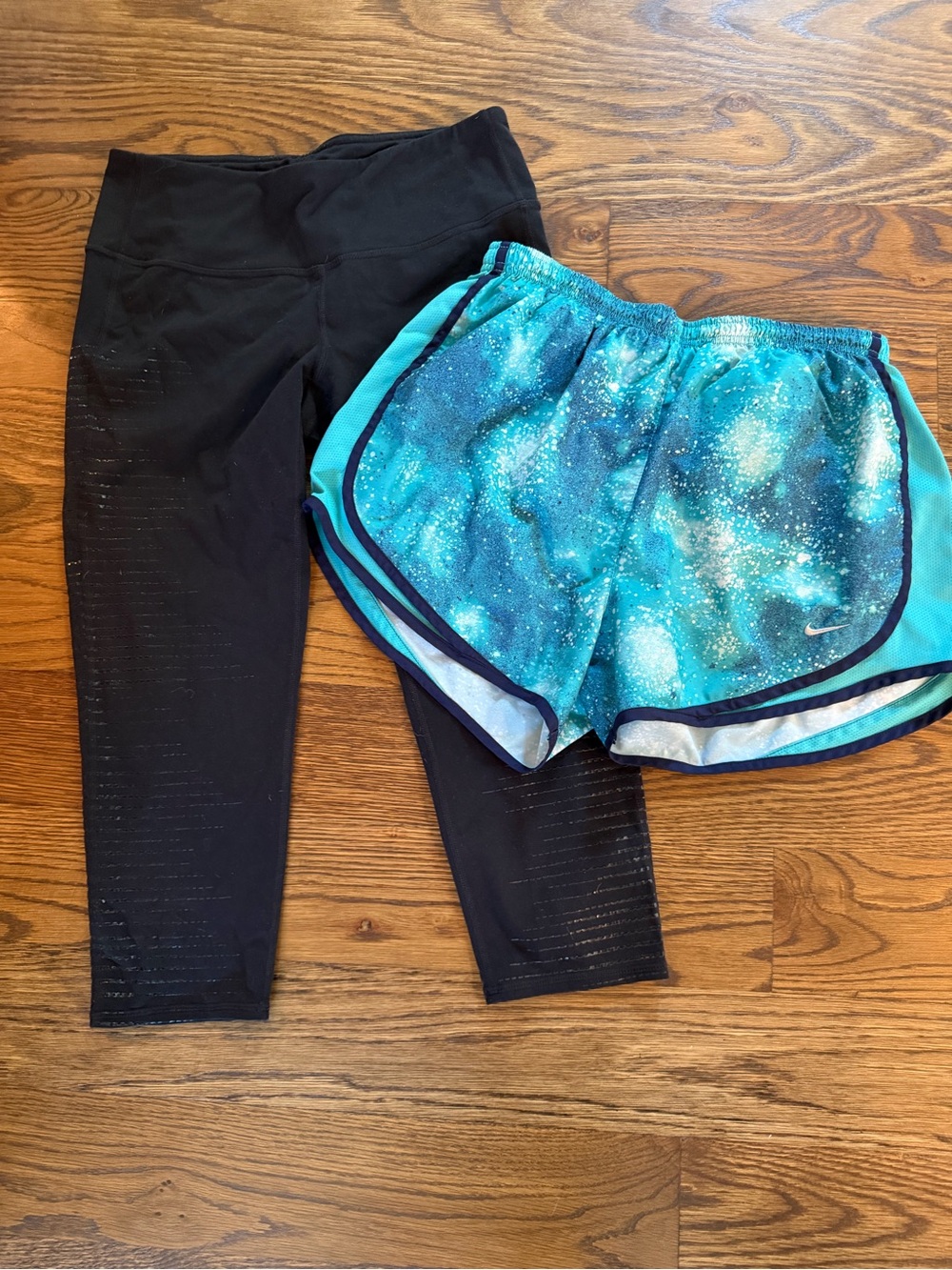 Exercise Bundle, Size Medium. Althleta Leggings and Nike Running Shorts.